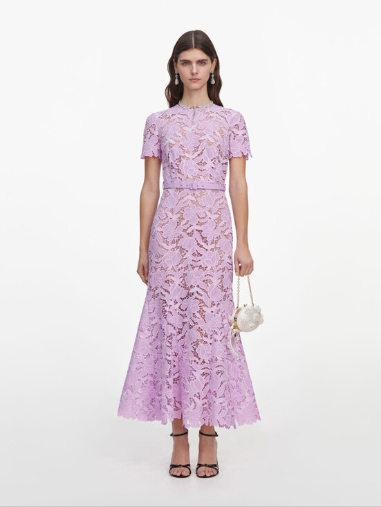 Self-Portrait Dresses & Skirts - Self Portrait Lilac Lace Midi Dress